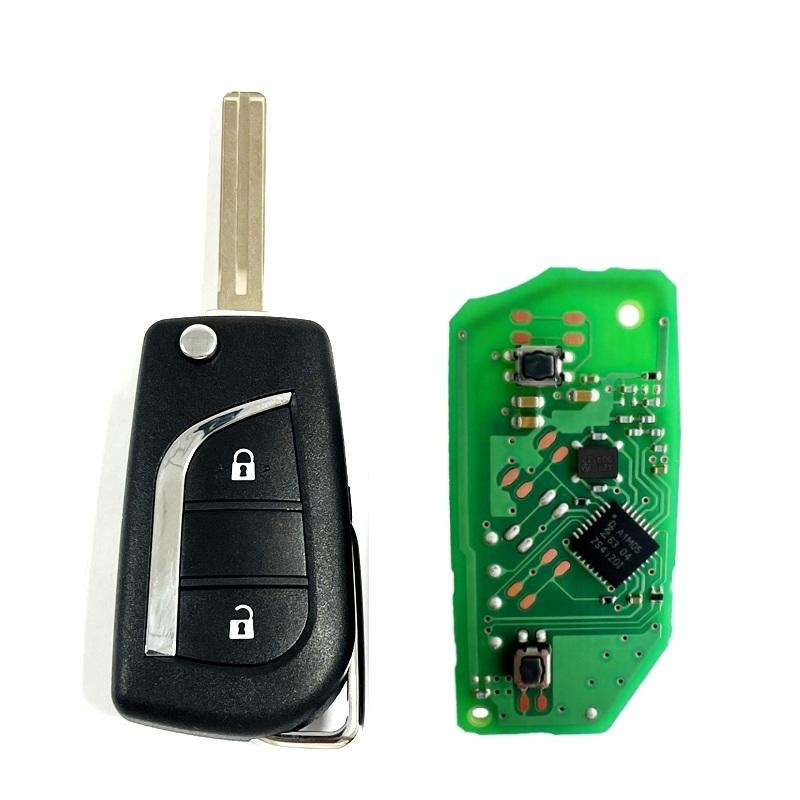 CN007347 OEM PCB FCC B3W2F2R 2 Button Flip Remote Key Fob Toyota Aygo, Avensis, Yaris (+) 433.58/434.42MHZ 8A chip