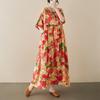 Kortermet Plus size bomull vintage floral nytt i kjoler for kvinner uformell løs lang sommerkjole