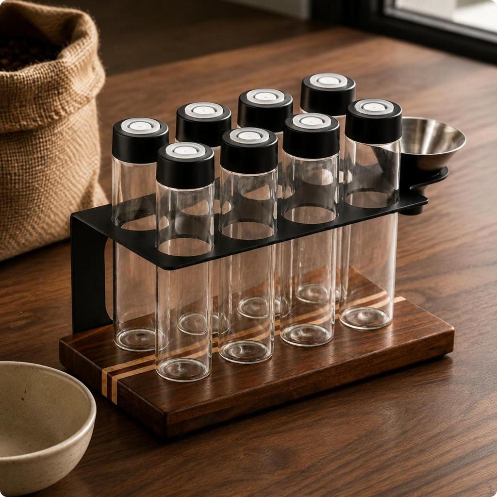 6 Pieces Coffee Bean Canister Transparent Single Way Vent Jar with Filling Aid