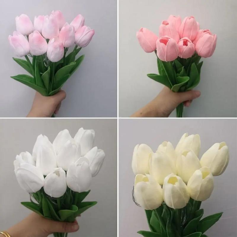 10pcs Artificial Flower Realistic Tulip Hot Sales Home Christmas Decoration Wedding Garden Garland Bride Mother'S Day Bouquet Diy Gift