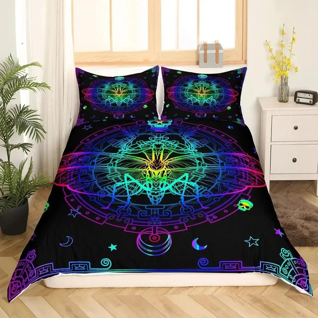 3D Viking Runes Bedding Set Viking Constellation Pattern Duvet Cover Set Double Single Size Nordic Style Washed Microfiber