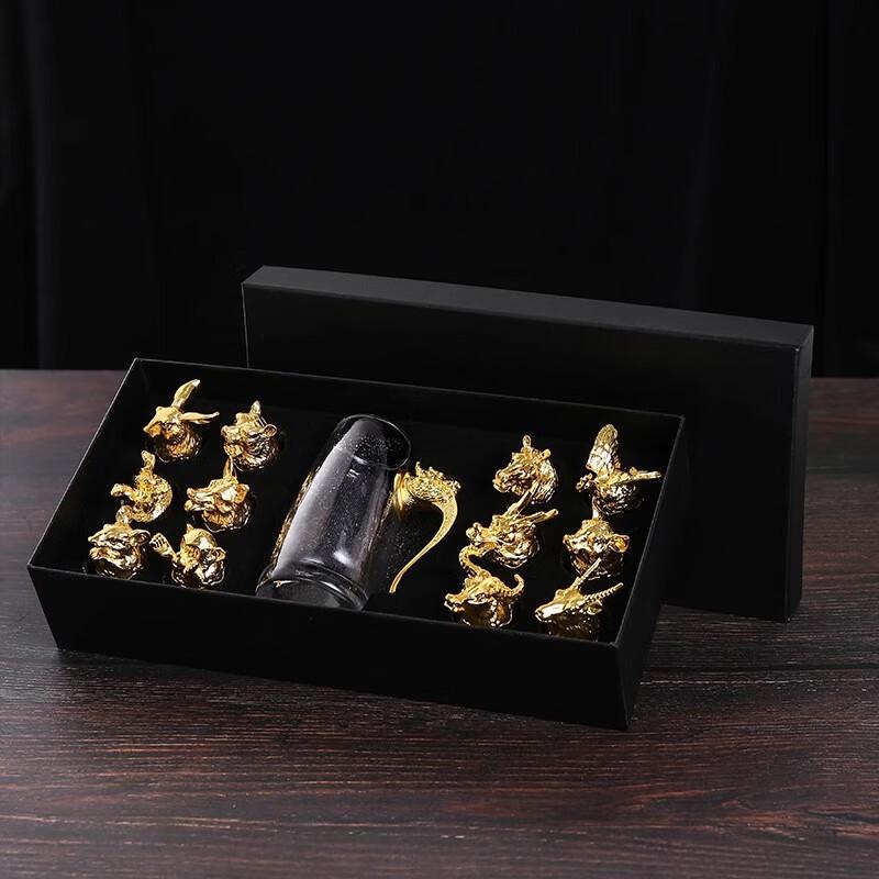 Handmade Chinese Zodiac Glass Wine Set with Decanter
