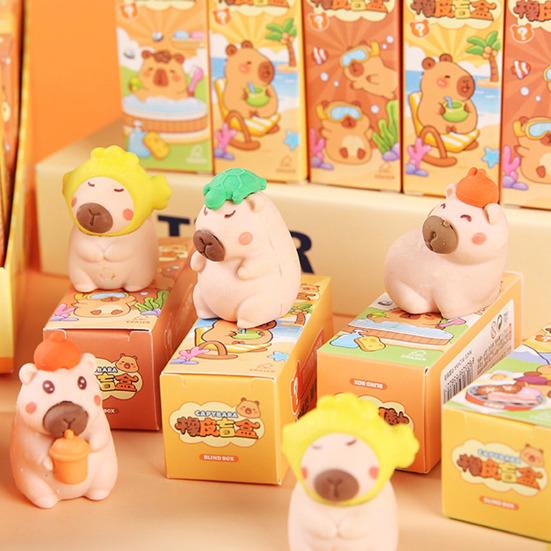 Yousheng 12Pcs Cute Capybara Eraser Set Kawaii 3D Animal Shaped Pencil Erasers for Kids Clean Erasing Low Dust School Supplies Party Favors for