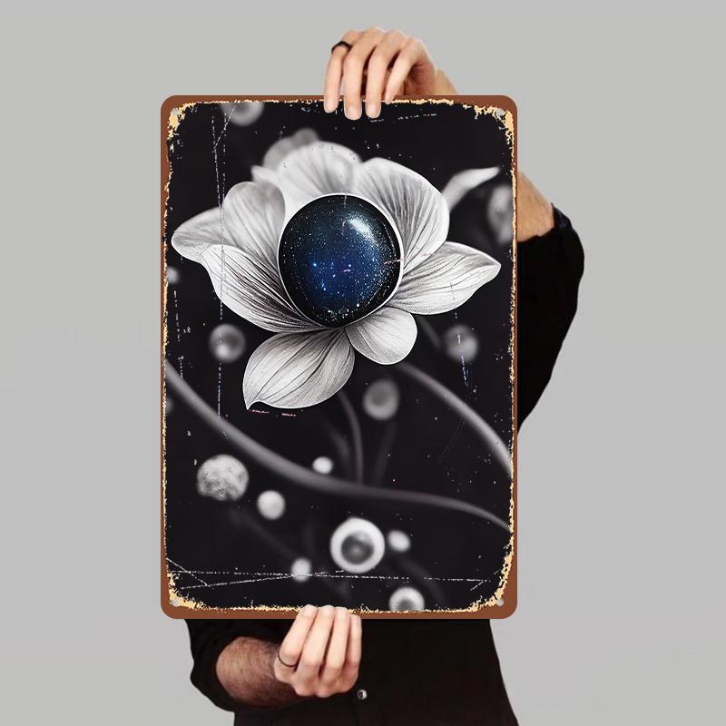 Cosmic Starry Flower Metal Wall Art Modern Home Decor Living Room Art Hanging Decoration 7.9x11.8In(20x30cm)