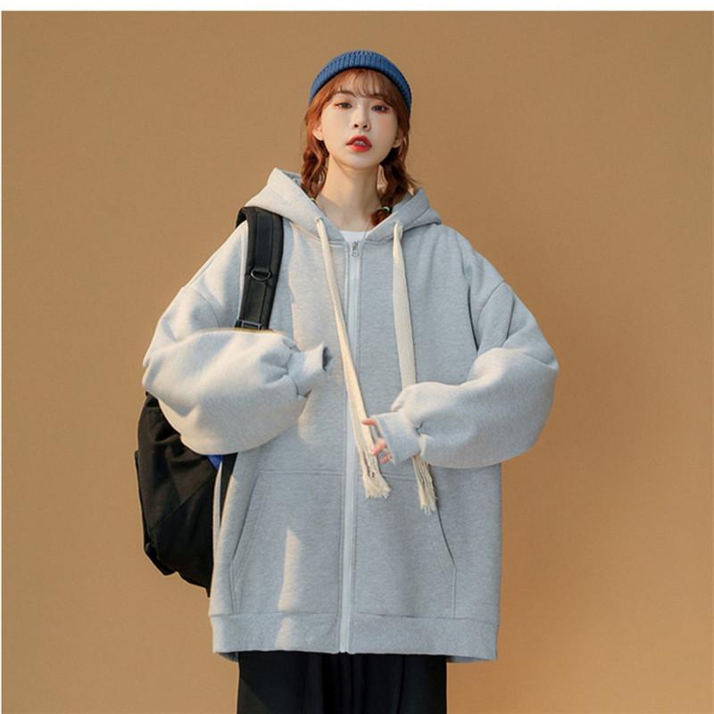 Women's Anti-Pilling Plush Thickened Winter Long-Sleeved Loose Zipper Cardigan Baseball Jacket