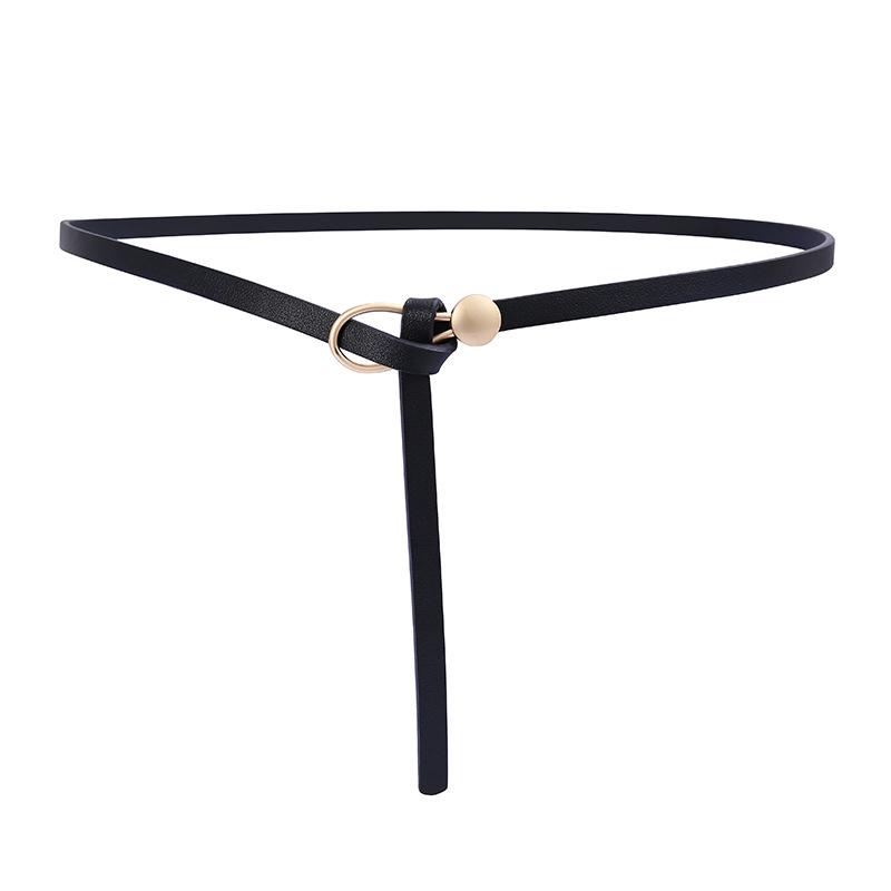 Women Belts Thin Golden Buckle PU Leather Strap For Dress Trousers Casual Black Ladies Female Designer Waistband