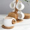 Nordic Style Ceramic Coffee Mug Set with Natural Bamboo Tree Cup Holder and Non-slip Coasters Stylish Kitchen Organizer for Tea and Coffee Home Decor