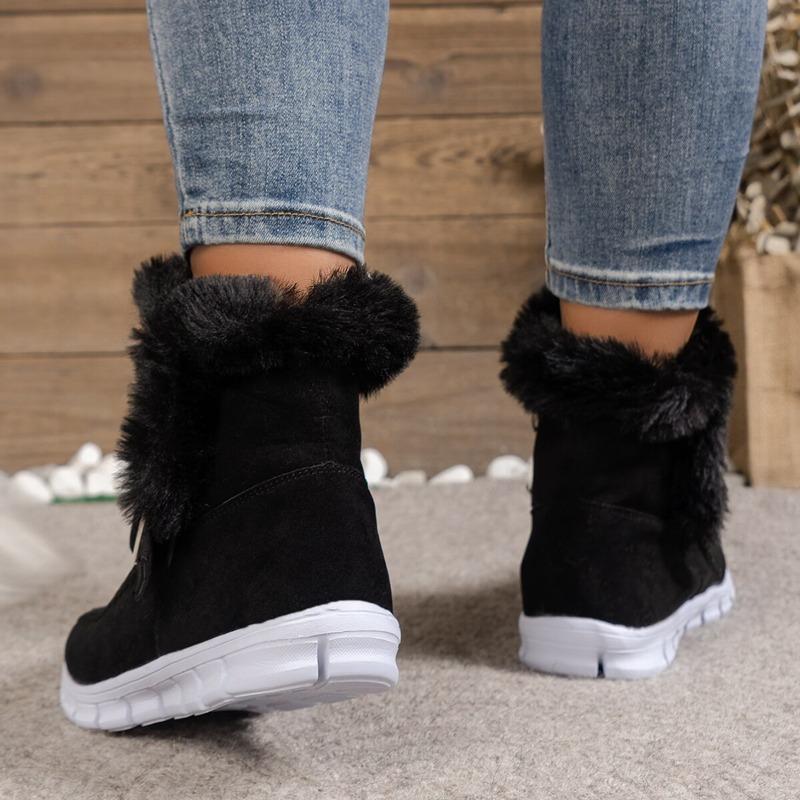 Big Size Casual Snow Boots Female 2025 New Winter Solid Color Short Boots Side Zipper Big Size Female Cotton Shoes