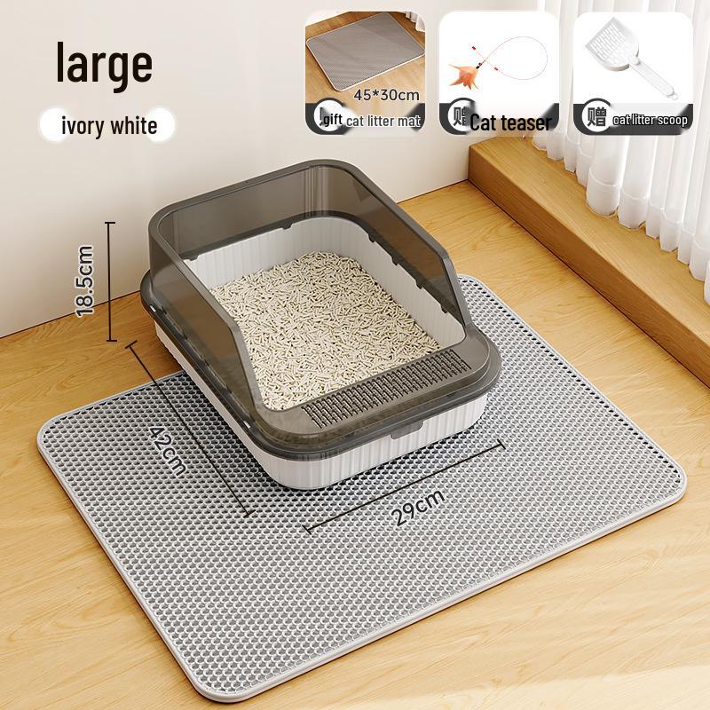 Extra Large Anti-Splash Cat Litter Box: Semi-Enclosed Tray for Large Cats and Kittens