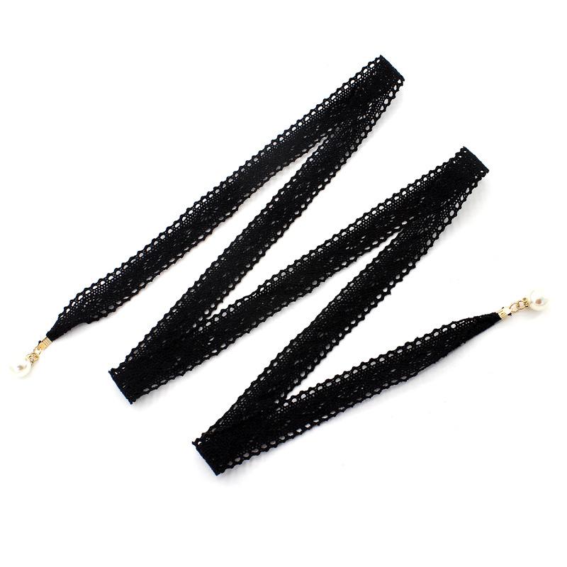 Versatile lace fabric decorated pearl waist chain - perfect for accentuating the waist of your women's dresses with a knotted waist cord