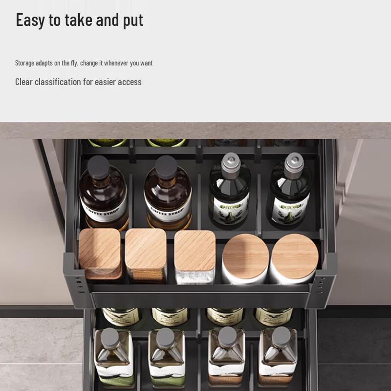 3-Layer Stainless Steel Kitchen Spice Pull-Out Basket