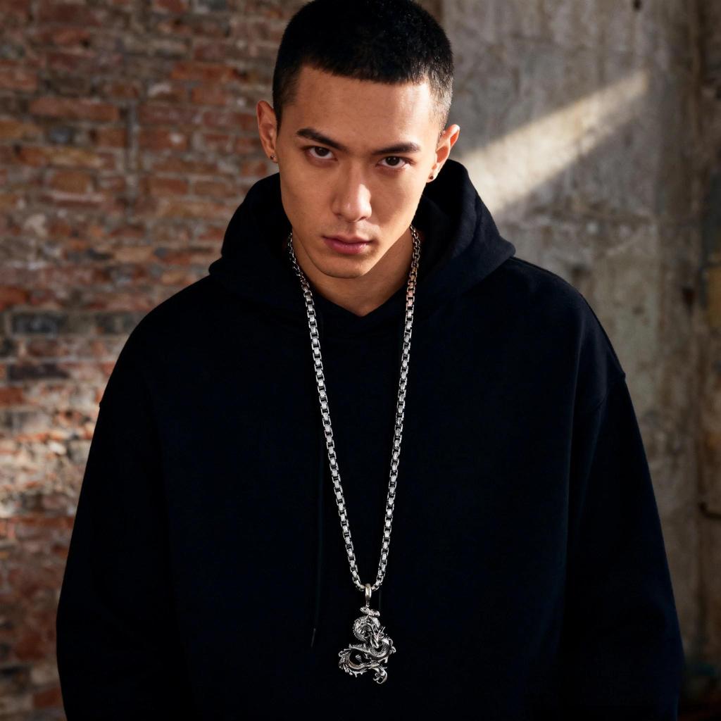 Vintage Chinese Dragon Necklace Pendant Chain Unisex Fashion Gothic Amulet Talisman Jewelry Party Gift