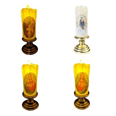 Stylish LED Electronic Wax Candle Virgin Christ Lighting for Gatherings Decor