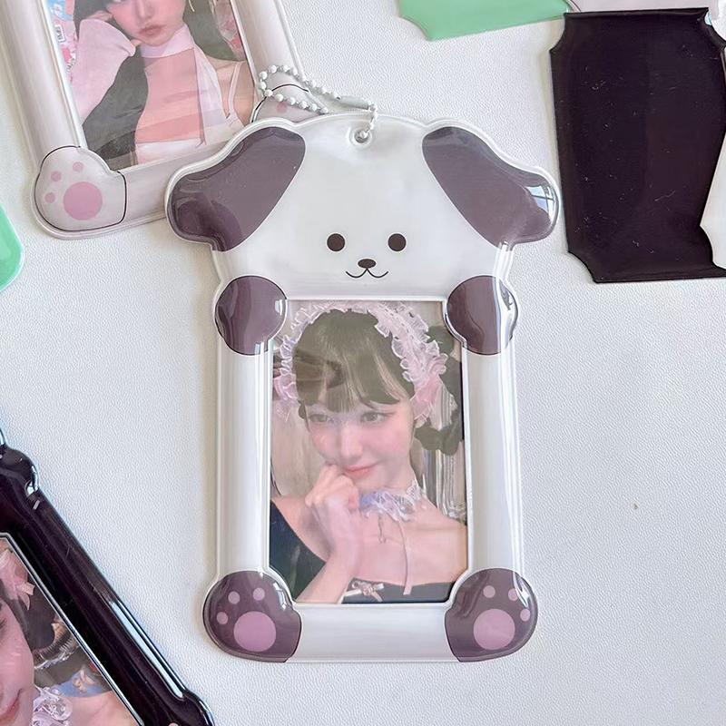 Portafototessere in PVC Coreano con Portachiavi Porta Fototessere Y2K Portachiavi con Ciondolo Kpop Animale Cartone Animato Carino