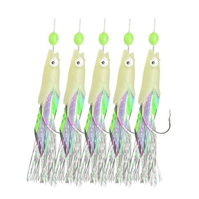 5Pcs Artificial Bait Laser Fish Skin Spanish Mackerel Hook Luminous Fishing Sabiki Rig String Hook For Sea Fishing Lure Equipmen