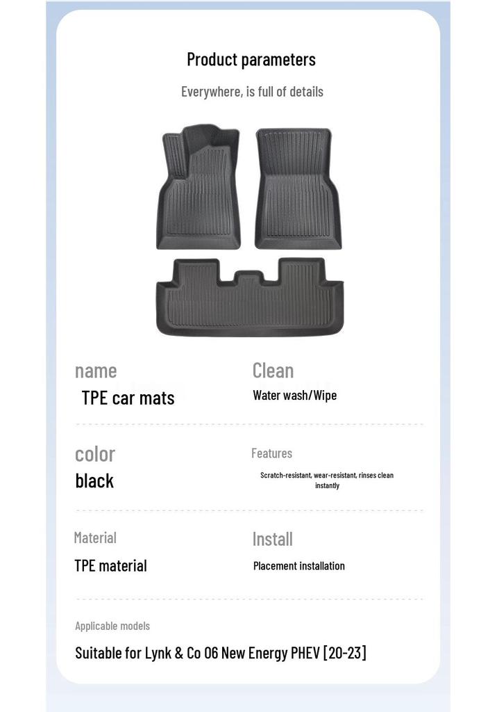 Scratch-Resistant Car Mats for Lynk & Co 06 PHEV (2020-2023)