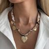 Silketørklædehalskæde, med Guldkæde og Solsikkehjertevedhæng, Retro Stil Legeringsvedhæng Choker til Kvinder