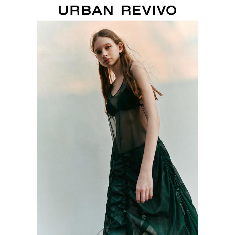 UR 2024 Spring Mesh Drawstring Sleeveless Dress