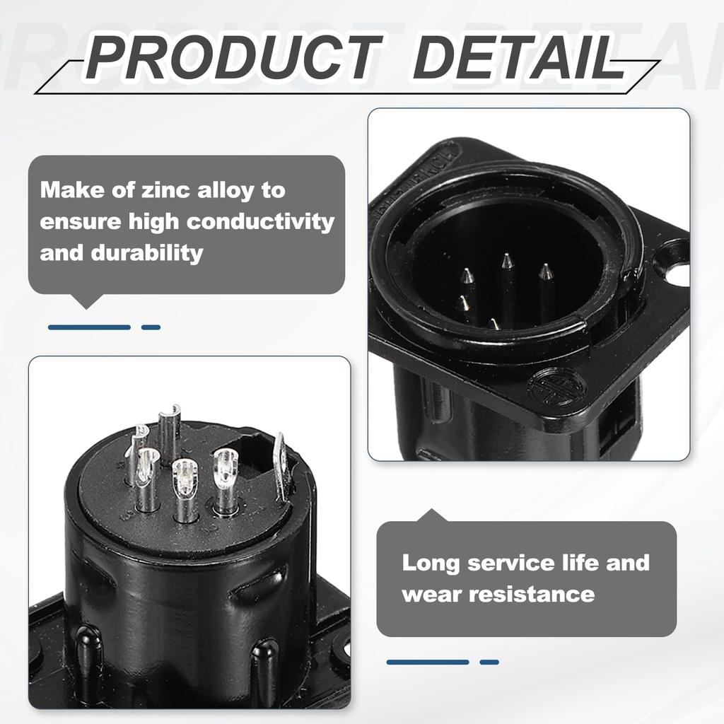 Uxcell 4-Piece Set XLR Male Jack Socket Microphone Adapter Panel Mount Connector for Mixer Power Amplifier Black