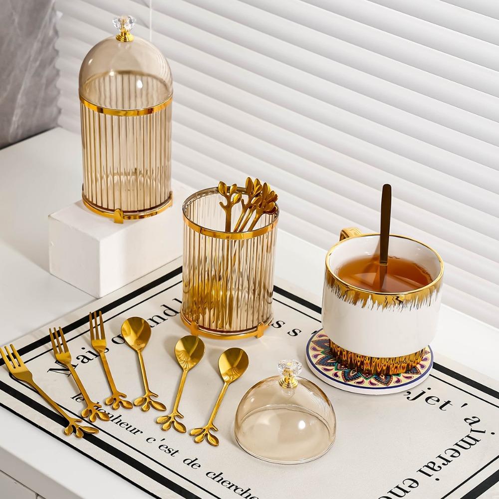 Dustproof Lid Coffee Spoon Holder Household Food Storage Canister Home Kitchen Use