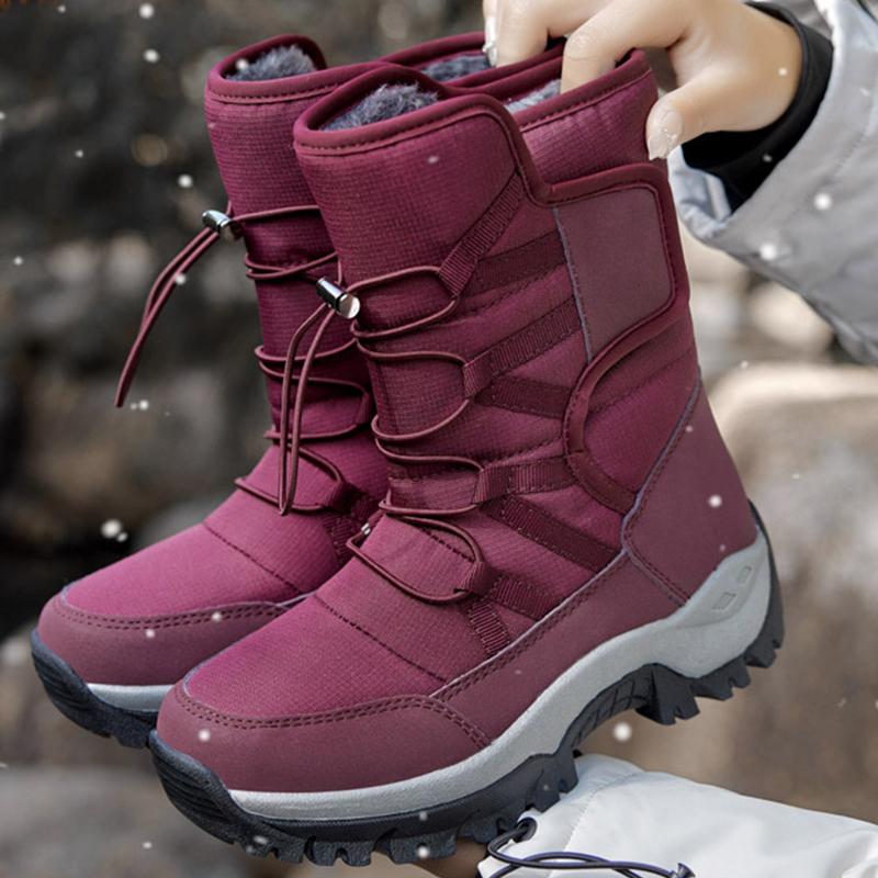 

36-42 Зимові жіночі снігові черевики Бавовняне взуття Потовщене тепле взуття Протизастудні бавовняні черевики Біле туристичне взуття 39 червоний