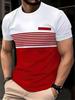 Fashion Men's T-Shirt Striped Pattern Short Sleeve Tee Summer Striped 3D Print Street Trend Simple Oversized Casual T-Shirt Men