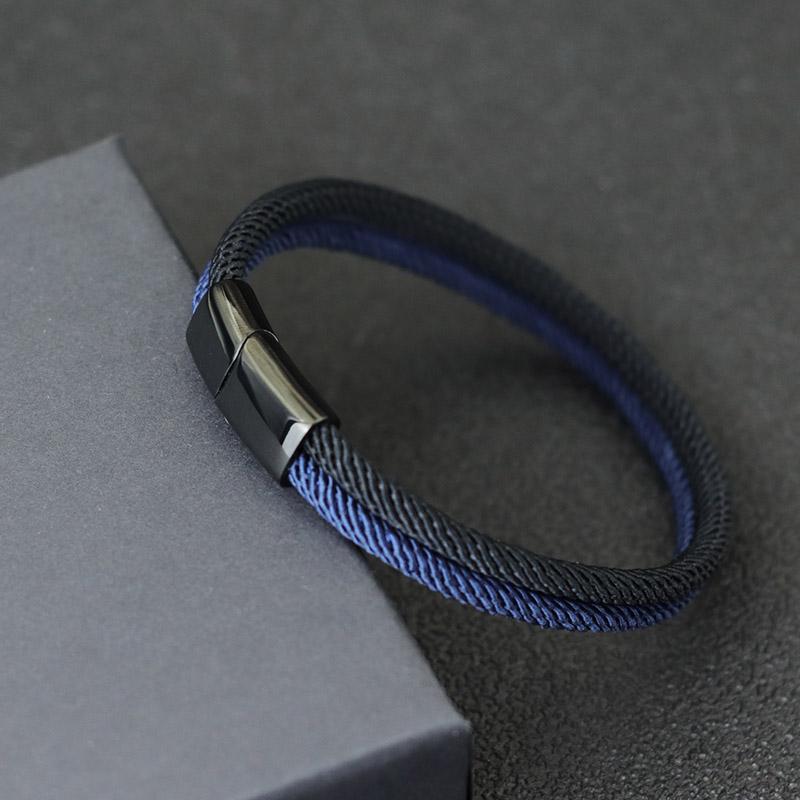 New In Bicolor Rope Bracelet Men Ukrainian Symbol Braclet With Yellow Blue Stainless Steel Magnet Clasp Braslet Homme Pulseras