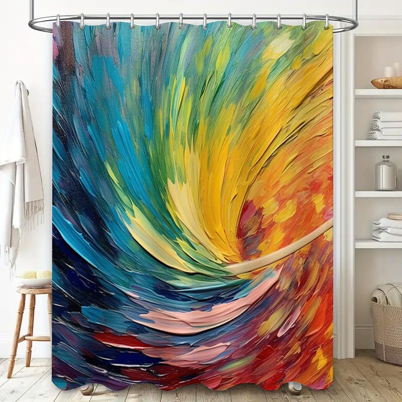 Colorful Watercolor Shower Curtain Modern Bathroom Decor For Home Decoration In Multicolor Design