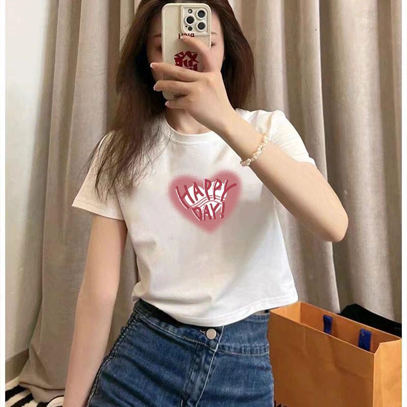 

White Cotton Slim Fit Crop Top - Women s Summer Fashion Short Sleeve Tee S for 85 kg