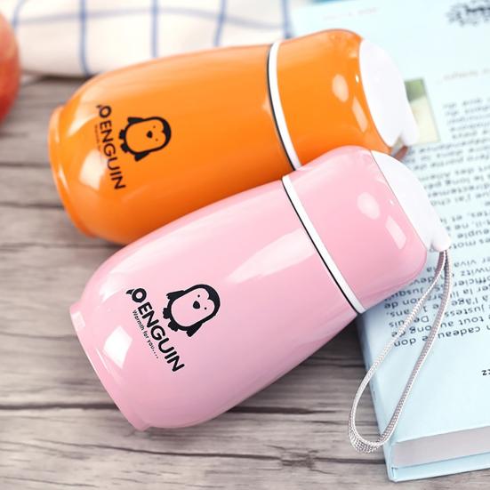 300ML Vacuum Cup Food Grade Good Thermal Insulation Effect Stainless Steel Penguin Water Bottle for Home