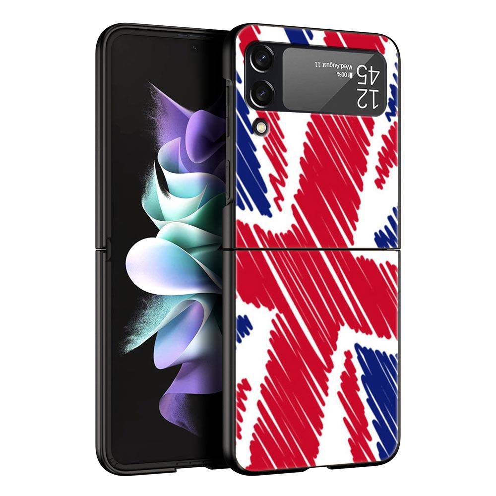England UK Flags Phone Case For Samsung Galaxy Z Flip3 Flip4 Flip5 PC Bumper Shell For Z Flip 3 4 5 Black Hard Folding Cover