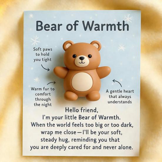 Pocket Friends of Hugs And Hope Mini Penguin Elephant Bear Highland Cow Ornament with Card Emotional Support Gift for Kids Women Men Loved Ones