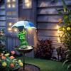 Frog Elf Wrought Iron Bird Feeder & Decorative Ground Stake Light