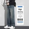 JEEP SPIRIT Men's Retro Blue Loose Fit Casual Jeans