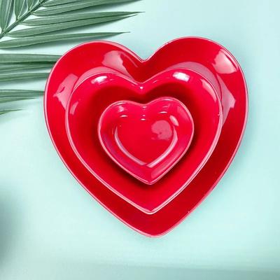 Rotes Herz Keramik Speiseteller Zuhause Backen Ofen Kuchenschüssel Zarte Dessert Salatschüsseln Abendessen Kochplatte Küchenutensilien
