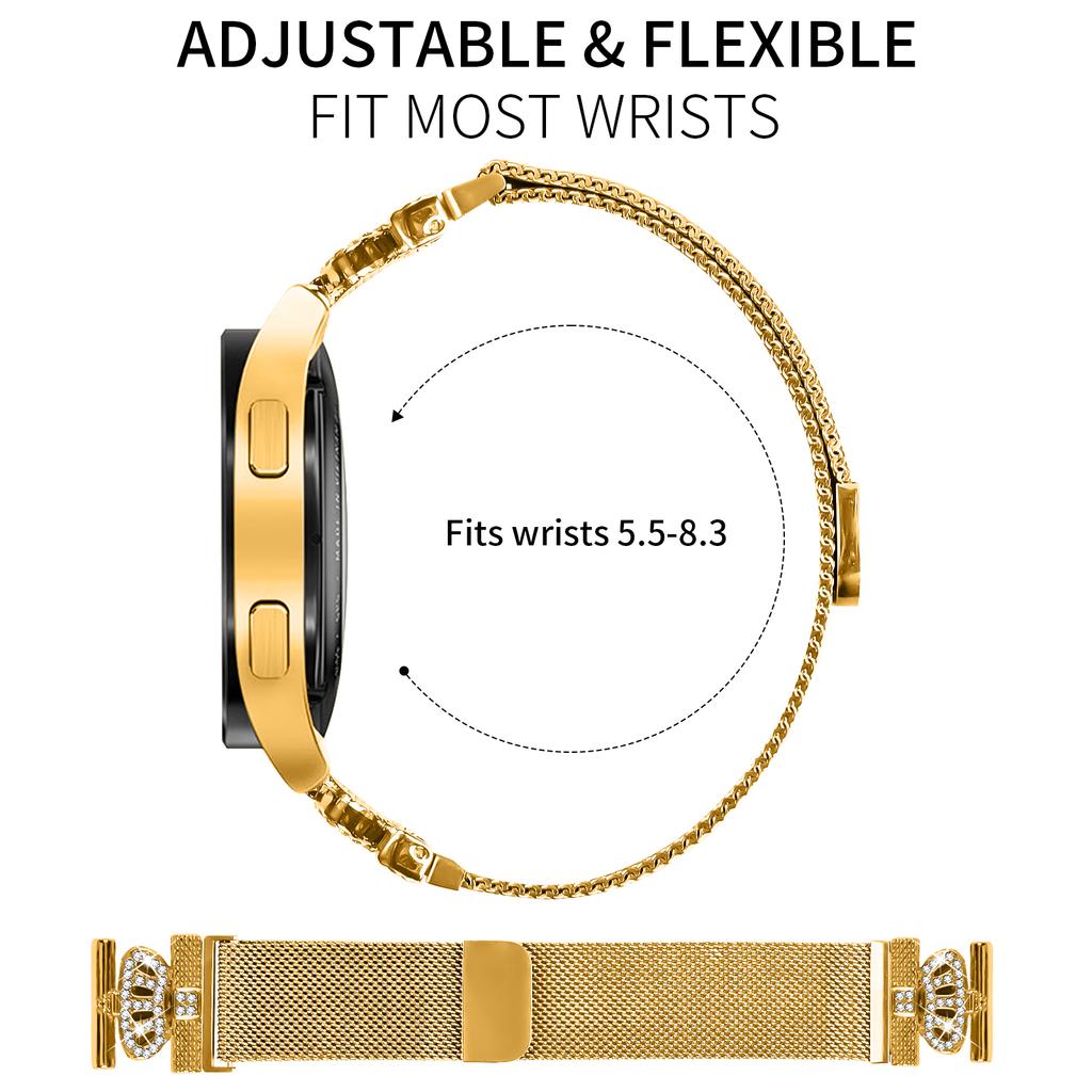 For GarminActive 5/vivoactive 5 Milanese Mesh Band Magnetic Crown Clasp Stainless Steel Strap