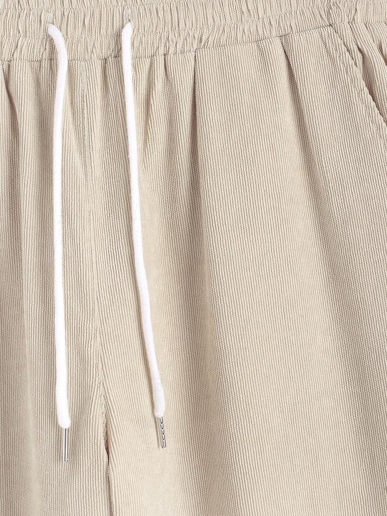 ZAFUL Men's Plain Color Straight Leg Drawstring Casual Corduroy Pants