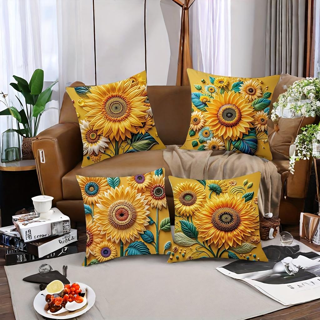 1/4Pcs Sunflower Patterned Pillowcases For Stylish Sleep Sofa Cushion Cover Home Bedroom Room Decoration