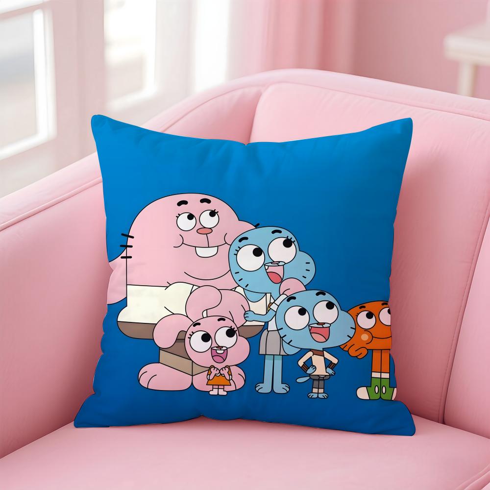 Classic British Cartoon TThe Amazing World of Gumball Cushion Cover Pillow Case Soft Skin Friendly Fabric  Concealed Zipper