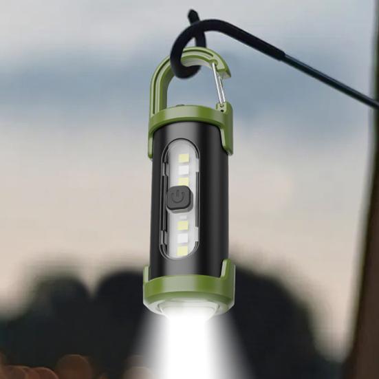 Multi-functional Mini Keychain Light Modes Adjustable Portable Rechargeable Flashlight Outdoor Camping Hiking Hanging Lamp Emergency Repair Work Lamp