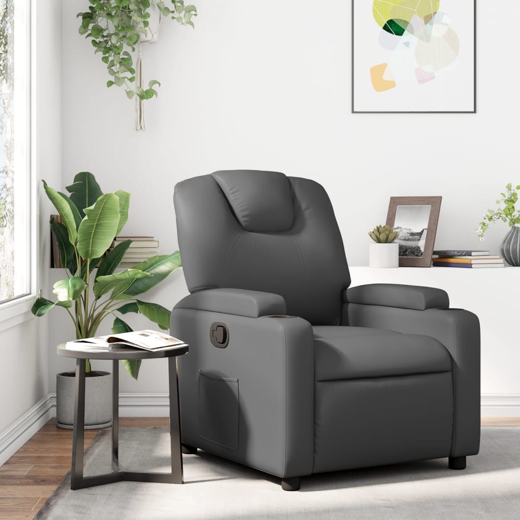 Relax Chair Gray Faux Leather
