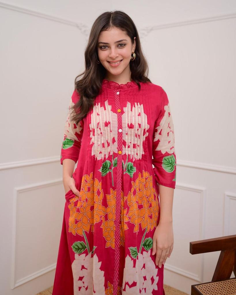 Women Designer Cotton Party Wear Kurta Cord Set Indian Bollywood Top Tunic Kurti Set