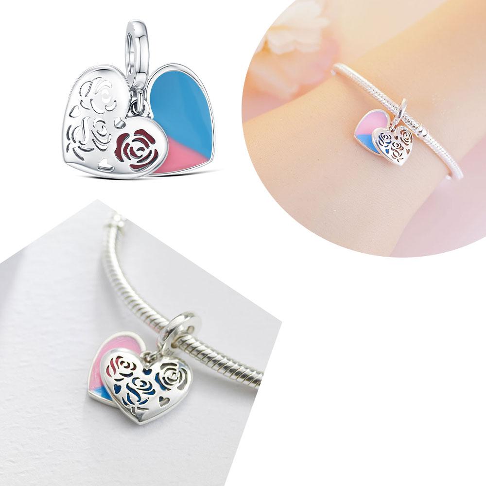 Elegant Rose Charm Fit Bracelet Diy For Women Daily Wear Romantic Fashion Flower Pendant Love Gift Originalcopper Bead