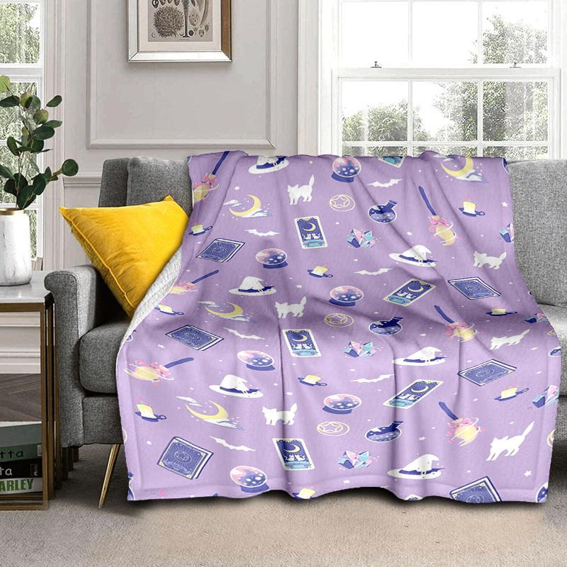 1pc Witchcraft Symbols Pattern Cartoon Blanket,Portable Throw for Travel & Camping, All Season Cozy Blanket,Ideal Gift