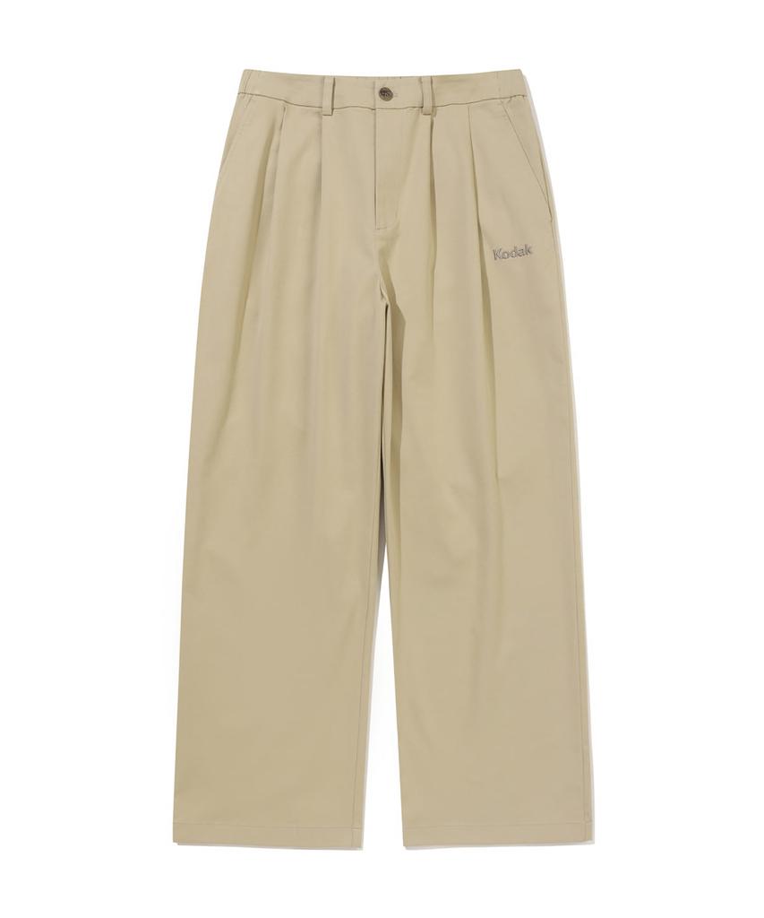 KODAK Pintuck Wide Cotton Pants Beige