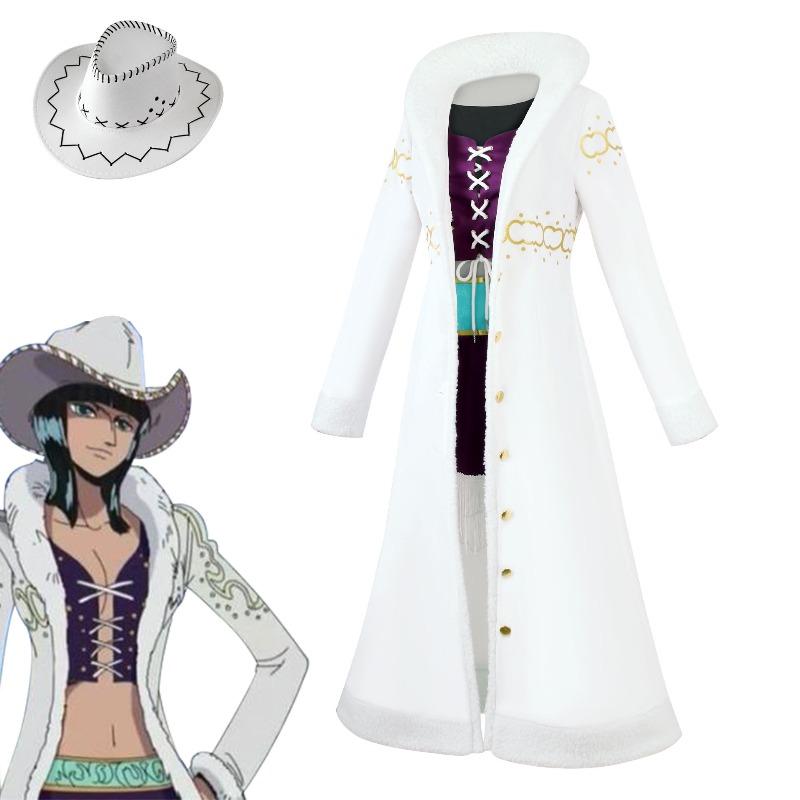 ONE PIECE Robin cos coat fur collar jacket one piece Nicole Robin cosplay costume anime