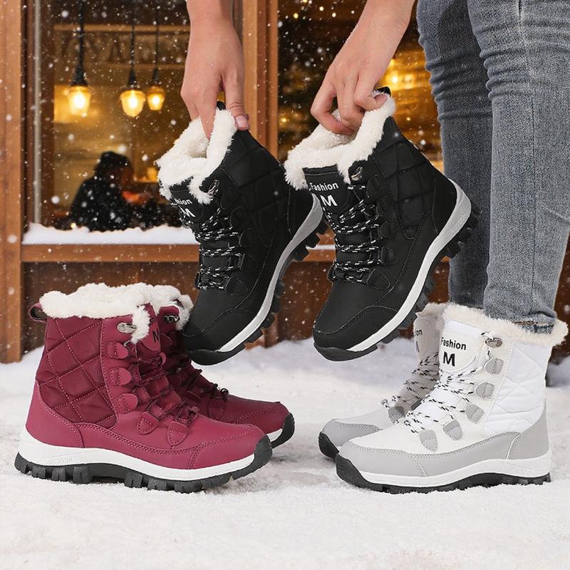 Women's Winter Snow Boots Warm Faux Fur Lined Non - Slip Outdoor Hiking Boots Fashion Waterproof Cold Weather Footwear
