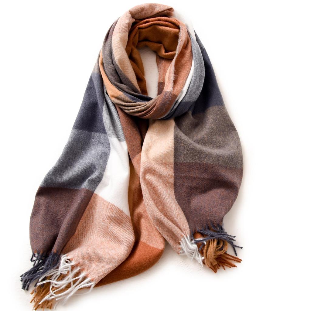 2025 Elegant Women's Striped Plaid Shawl – High-End Autumn/Winter Fashion Scarf