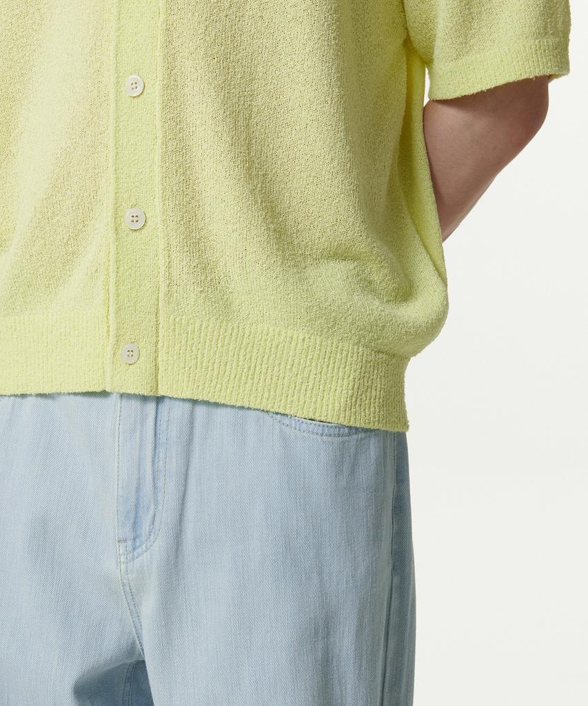 Musinsa Standard Boucle Collared Short Sleeve Cardigan [Lemon]
