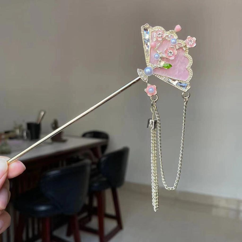 1pc Fashion Chinese Style Women Hair Accessory Suitable for Daily Party Wear Elegant Fan-shaped Girl Jewelry Hair Needle Hairpin